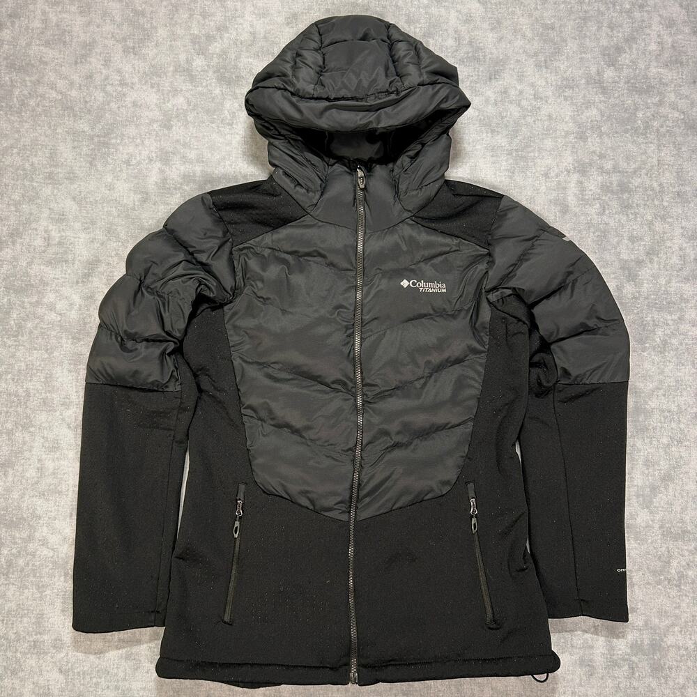 Columbia Titanium Omni-Heat Hybrid Hooded Jacket Womens L Black Insulated Fleece